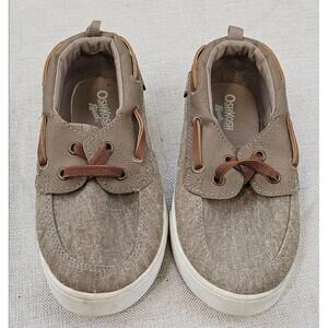 OshKosh B'gosh Albie Boat Shoe Shoes Tan Fixed Laces Classic‎ Preppy Kids 12M